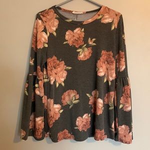 Grey & Blush Floral Shirt